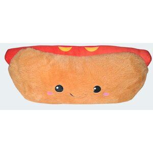 Large Hot Dog Plush With Face - Soft & Fluffy Pillow Toy - 19"x6"x8"
